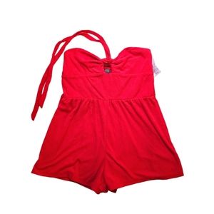 Red Terry Strapless Romper